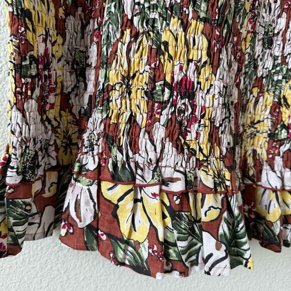 Faithfull The Brand Anthropologie Maya Midi Smocked Dress Brown‎ Floral Sz 2 - Picture 13 of 13
